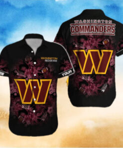 Washington Commanders Midnight Bloom Hawaiian Shirt