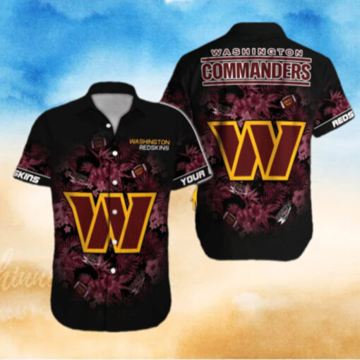 Washington Commanders Midnight Bloom Hawaiian Shirt