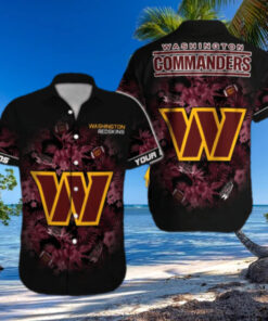 Washington Commanders Midnight Bloom Hawaiian Shirt
