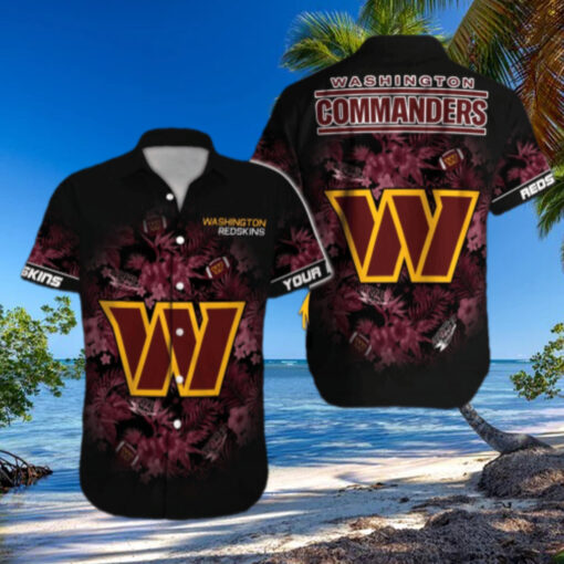 Washington Commanders Midnight Bloom Hawaiian Shirt