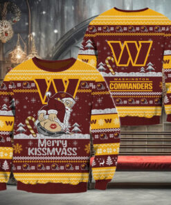 Washington Commanders NFL 2024 Merrykissmyass Funny Santa Claus Christmas Ugly Sweater