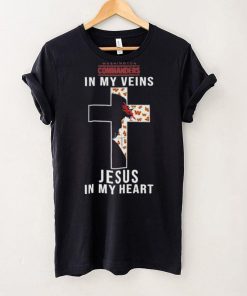 Washington Commanders NFL In My Veins Jesus In My Heart Cross 2024 T Shirt