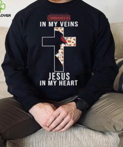 Washington Commanders NFL In My Veins Jesus In My Heart Cross 2024 T Shirt