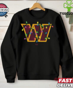 Washington Commanders Primary Logo Holiday Lights T Shirt