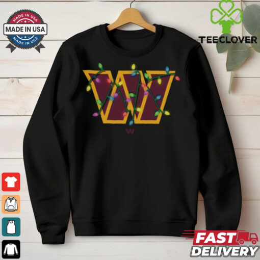 Washington Commanders Primary Logo Holiday Lights T Shirt