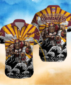 Washington Commanders Rising Wave Hawaiian Shirt