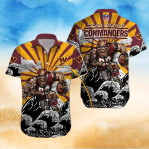 Washington Commanders Rising Wave Hawaiian Shirt