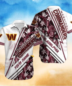 Washington Commanders Striped Flora Hawaiian Shirt