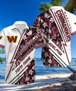 Washington Commanders Striped Flora Hawaiian Shirt