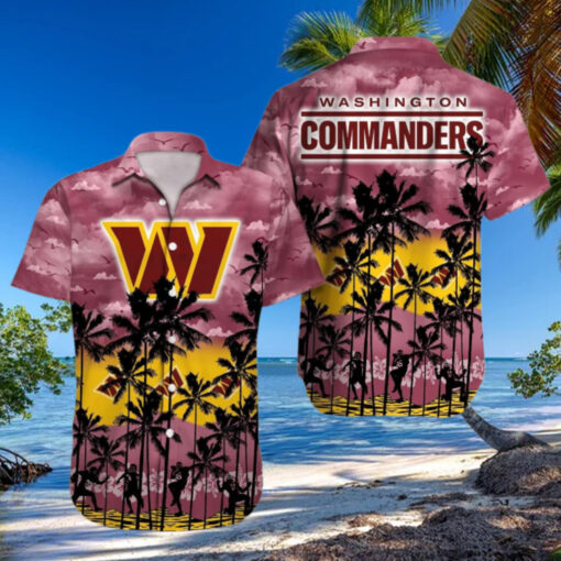 Washington Commanders Sunset Palm Hawaiian Shirt