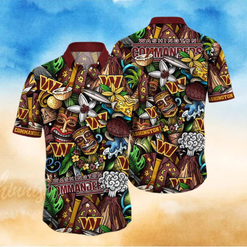 Washington Commanders Tiki Island Hawaiian Shirt Washington Commanders Tiki Island Hawaiian Shirt