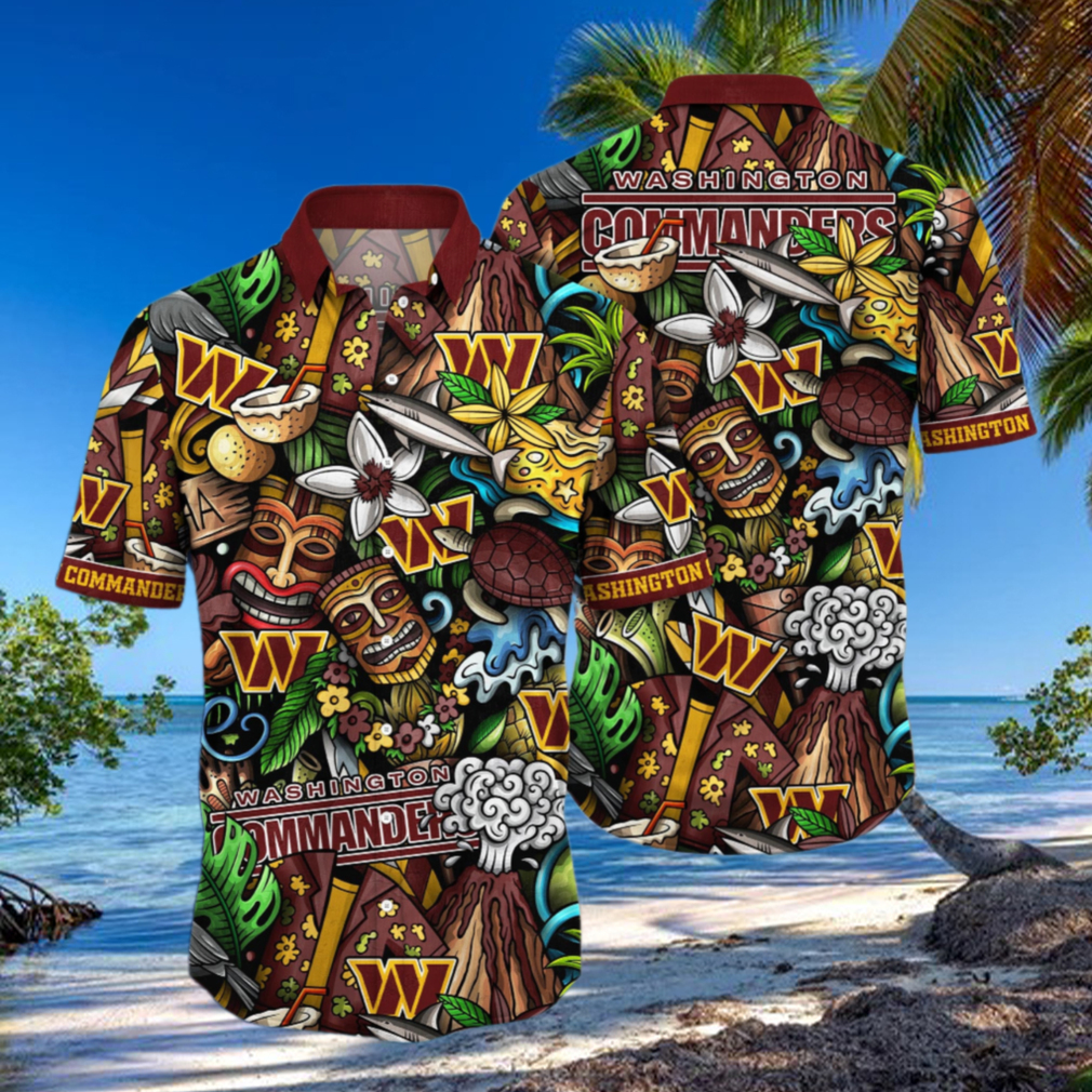 Washington Commanders Tiki Island Hawaiian Shirt Washington Commanders Tiki Island Hawaiian Shirt
