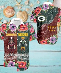 Washington Commanders VS NFL Green Bay Packers Mascot Palm Beach Hawaiian Shirt For Men And Women