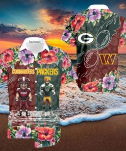 Washington Commanders VS NFL Green Bay Packers Mascot Palm Beach Hawaiian Shirt For Men And Women