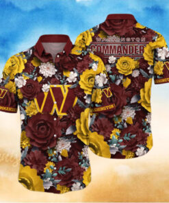 Washington Commanders Vintage Bloom Hawaiian Shirt