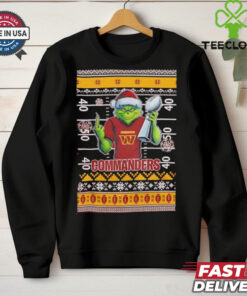Washington Commanders X Grinch Christmas with Super Bowl Trophy ugly Christmas shirt
