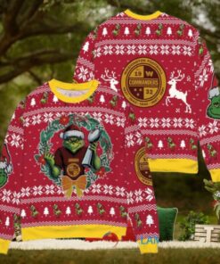 Washington Commanders x Grinch NFL Dr. Seuss How the Grinch Stole Christmas with Super Bowl Trophy Ugly Christmas Sweater Red