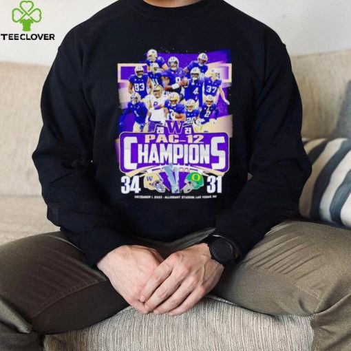 Washington Huskies 2023 PAC 12 Champions 34 31 hoodie, sweater, longsleeve, shirt v-neck, t-shirt