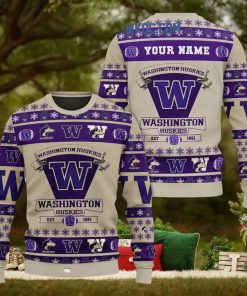 Washington Huskies Est 1861 Team Christmas Custom Name Ugly Sweaters