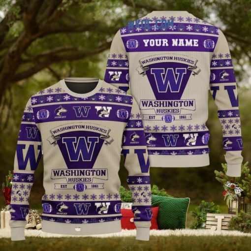 Washington Huskies Est 1861 Team Christmas Custom Name Ugly Sweaters