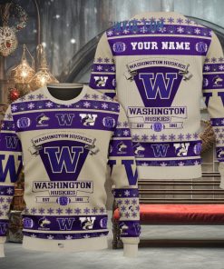 Washington Huskies Est 1861 Team Christmas Custom Name Ugly Sweaters