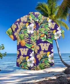 Washington Huskies Floral Hawaiian Shirt