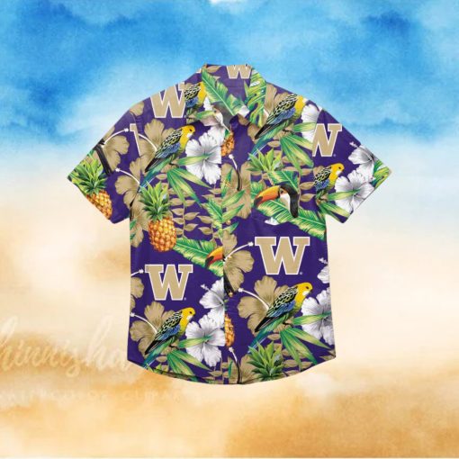 Washington Huskies Floral Hawaiian Shirt