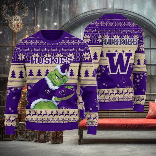 Washington Huskies Grinch Ugly Christmas Sweater