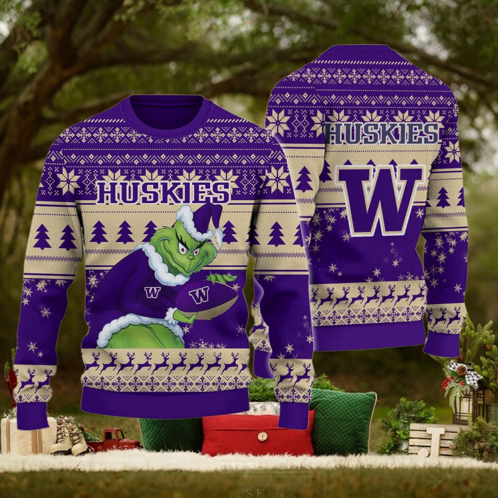 Washington Huskies Grinch Ugly Christmas Sweater Washington Huskies Grinch Ugly Christmas Sweater