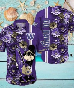 Washington Huskies Hawaiian Shirt Mickey Love Surfing Trending Summer Gift