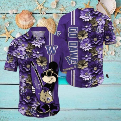 Washington Huskies Hawaiian Shirt Mickey Love Surfing Trending Summer Gift