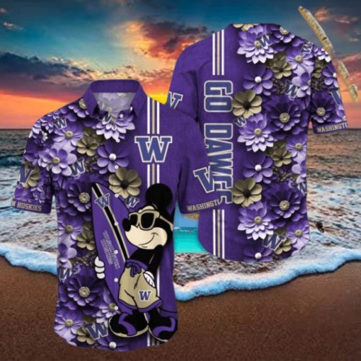 Washington Huskies Hawaiian Shirt Mickey Love Surfing Trending Summer Gift