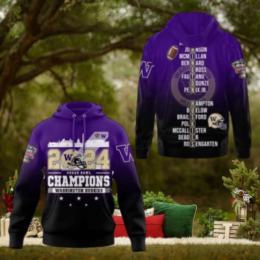 Washington Huskies Hoodie, 2024 Sugar Bowl Champions 3D Hoodie