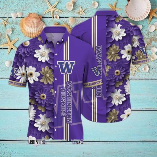 Washington Huskies NCAA Flower Awesome Outfit Hawaii Shirt And Thoodie, sweater, longsleeve, shirt v-neck, t-shirt