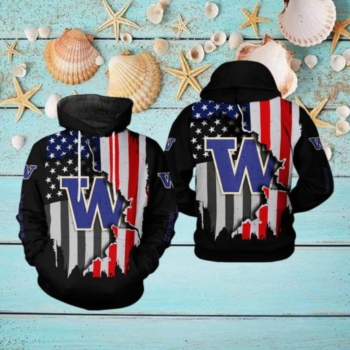 Washington Huskies NCAA US Flag 3D Printed Hoodie Ver 1