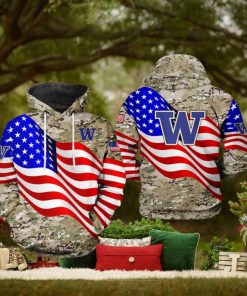 Washington Huskies NCAA US Flag Camo Veteran 3D Printed Hoodie