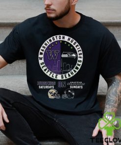 Washington Huskies On Saturdays On Seattle Seahawks On Sundays Circle Logo Shirt