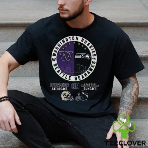 Washington Huskies On Saturdays On Seattle Seahawks On Sundays Circle Logo Shirt