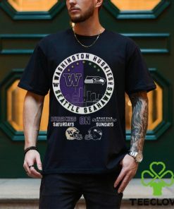 Washington Huskies On Saturdays On Seattle Seahawks On Sundays Circle Logo Shirt