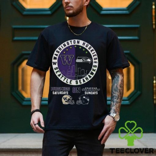 Washington Huskies On Saturdays On Seattle Seahawks On Sundays Circle Logo Shirt