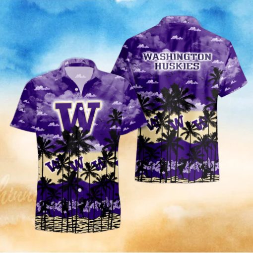 Washington Huskies Palms Tree Hawaiian Shirt