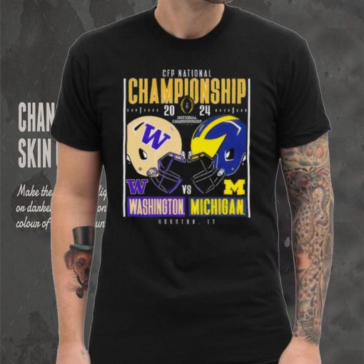 Washington Huskies vs Michigan Wolverines 2024 CFP national championship Houston Texas helmet head to head hoodie, sweater, longsleeve, shirt v-neck, t-shirt