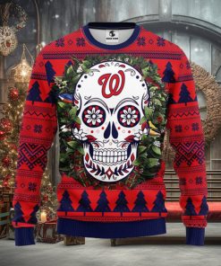 Washington Nationals Skull Flower Ugly Christmas Ugly Sweater