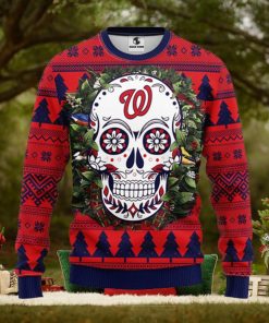 Washington Nationals Skull Flower Ugly Christmas Ugly Sweater