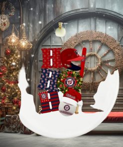 Washington Nationals ho ho ho helmet wreath logo Santa Ball Christmas ornament