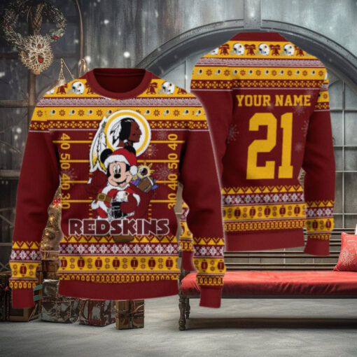 Washington Redskin Mickey Mouse Santa Ugly Christmas Sweater