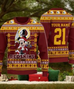 Washington Redskin Mickey Mouse Santa Ugly Christmas Sweater