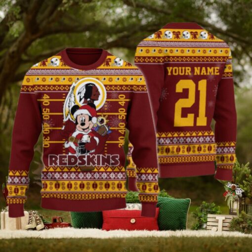 Washington Redskin Mickey Mouse Santa Ugly Christmas Sweater