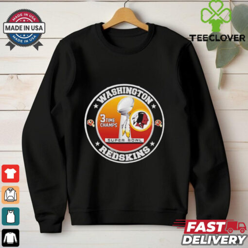 Washington Redskins 3 Time Super Bowl Champions logo shirt