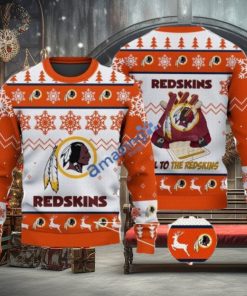 Washington Redskins Fans Logo Snowflake Pattern Ugly Christmas Sweater Orange